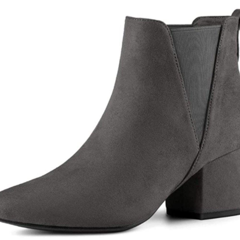Allegra K Pointed Toe Block Heel Ankle Boots